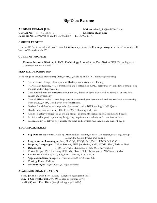 Big Data Developer Resume Examples Big Data Developer Resume Examples