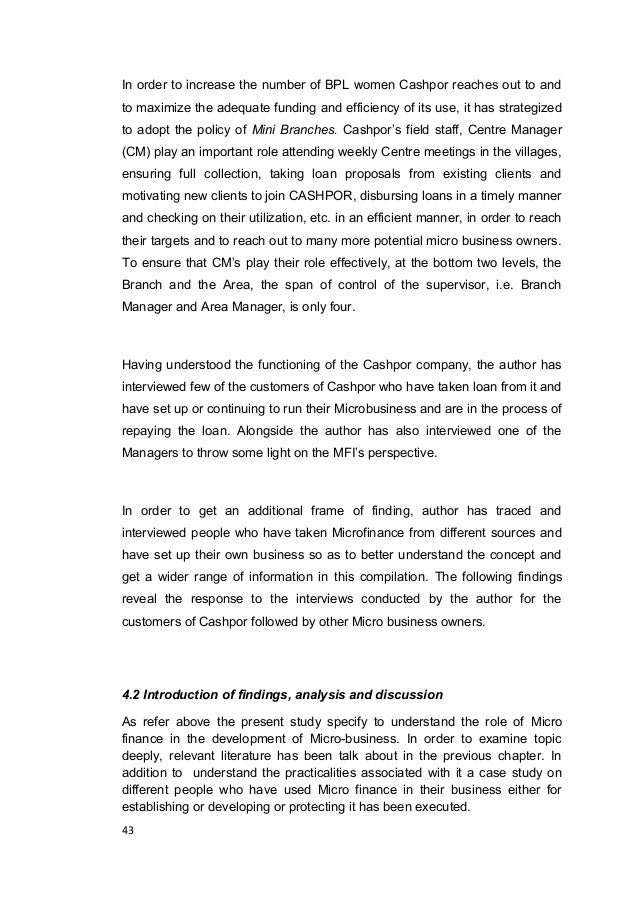 Research projects on micro finance picture