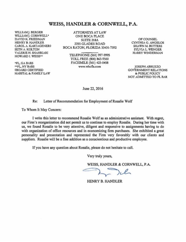 henry handler signed letter of recommendation signing a letter of recommendation