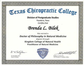 Texas Chiropractic Diploma-RR