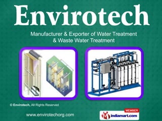 Manufacturer & Exporter of Water Treatment  & Waste Water Treatment 
