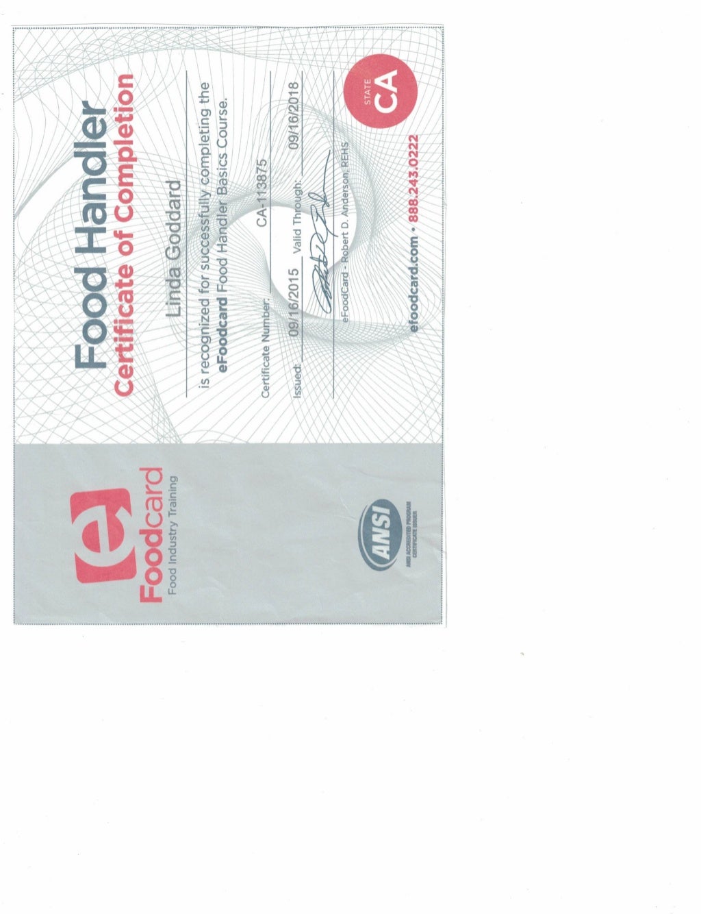 Food Handler Certificate