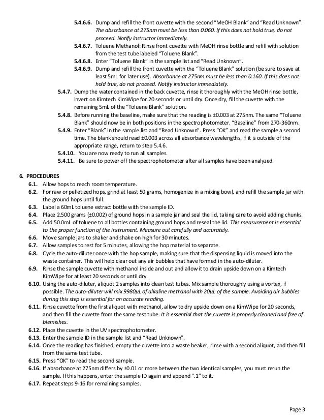 SOP UV Spectrophotometer