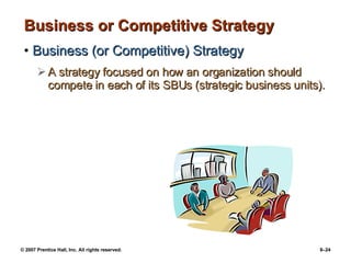 Business or Competitive Strategy Business (or Competitive) Strategy A strategy focused on how an organization should compete in each of its SBUs (strategic business units). 