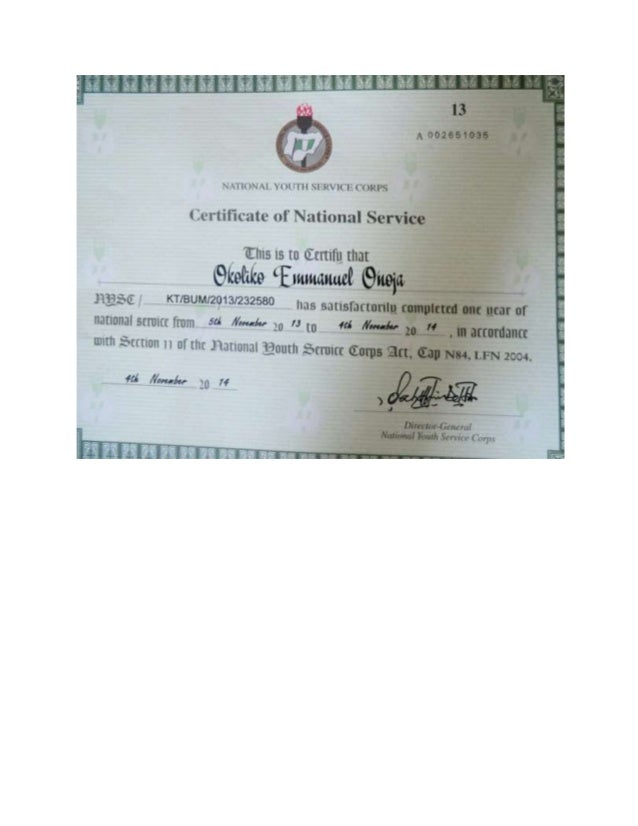 NYSC Cert