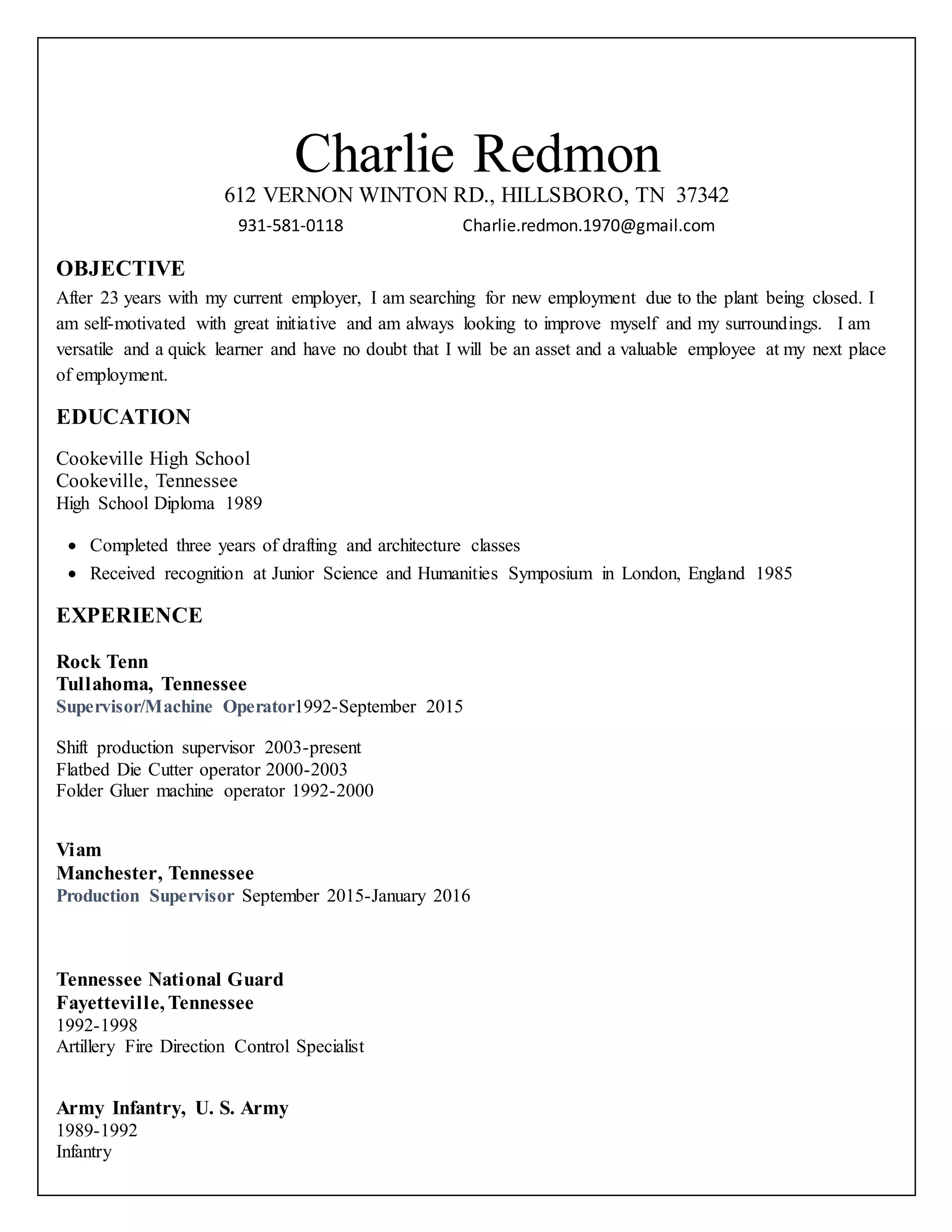charlie redmon resume SPC PDF - Charlie Redmon Resume SPC 1 2048 