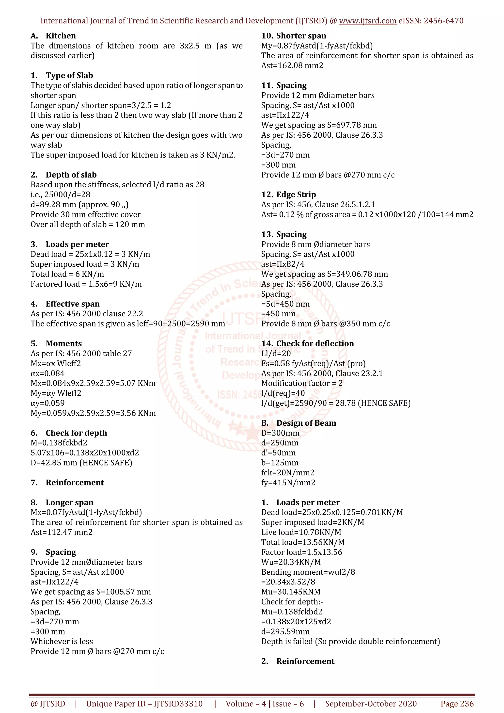 Analysis and Design of Residential Building G 1 using STAAD Pro | PDF