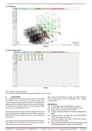 Analysis and Design of Residential Building G 1 using STAAD Pro | PDF