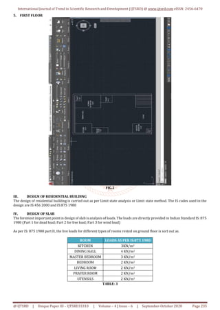Analysis and Design of Residential Building G 1 using STAAD Pro | PDF