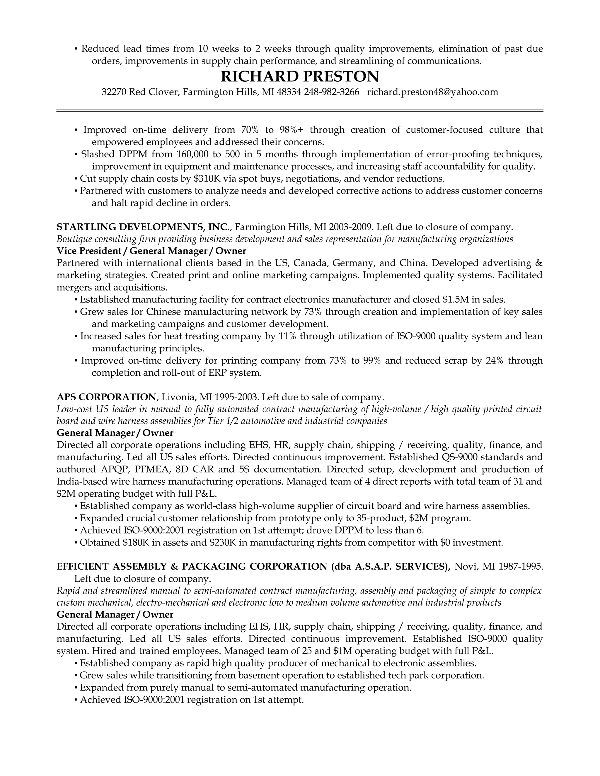 Richard Preston Resume 2016 DOC - Richard Preston Resume 2016 DOC 2 2048 