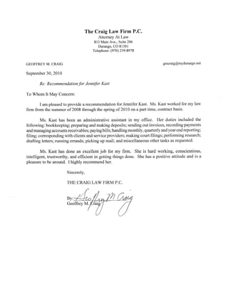 The Craig Law Firm Letter of Rec.
