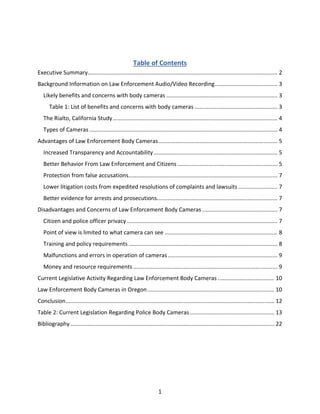 Research Paper - Advantages and Disadvantages of Police Body Cameras | PDF