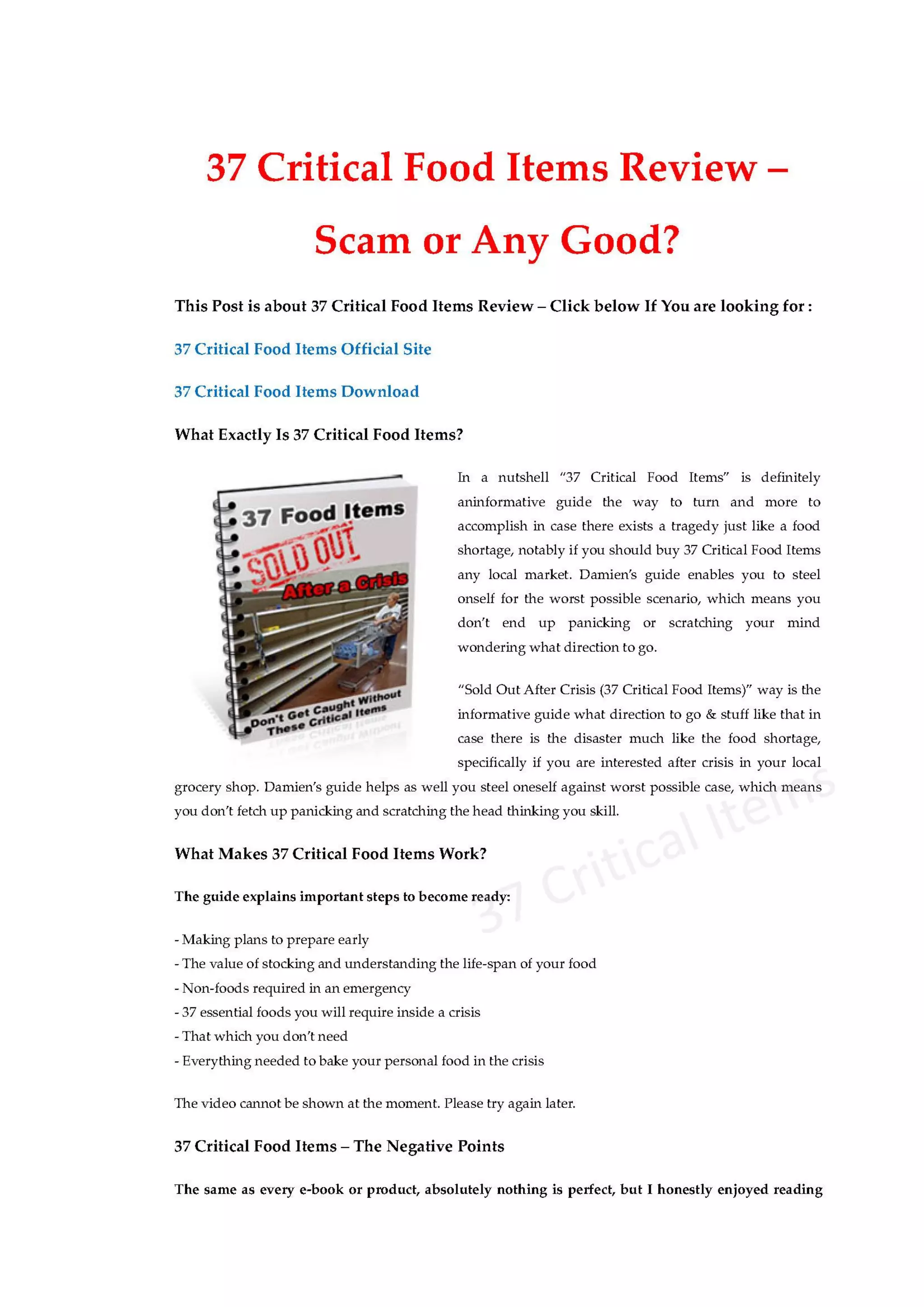37 Critical Items List | PDF