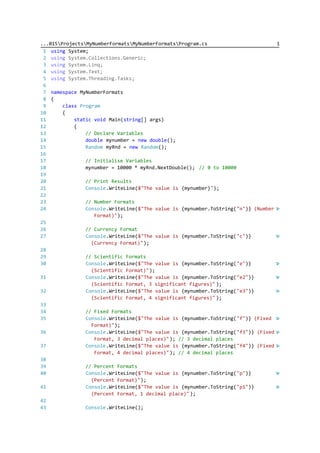 Listing for MyNumberFormats | PDF