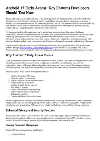 Android 15 Early Access: Essential Features for Developers to Test Now ...
