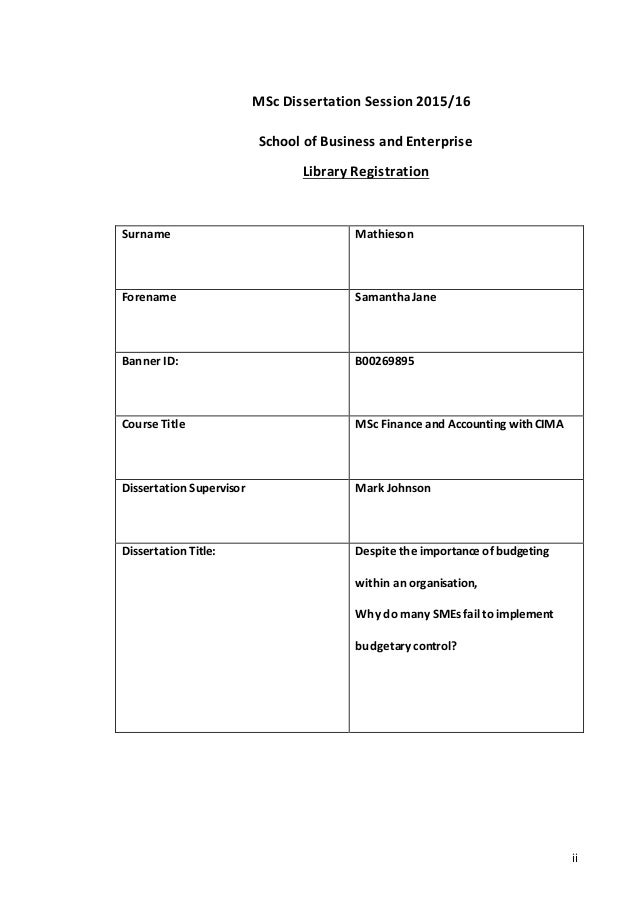 msc dissertation online