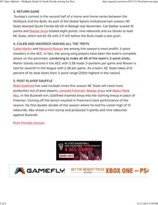 NC State Athletics - Wolfpack Heads To South Florida Aiming For Roa... http://gopack.com/news/2015/12/10/usf-preview.aspx
5 of 6 12/11/2015 9:38 PM
 