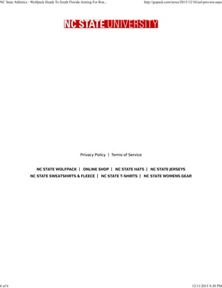 NC State Athletics - Wolfpack Heads To South Florida Aiming For Roa... http://gopack.com/news/2015/12/10/usf-preview.aspx
6 of 6 12/11/2015 9:38 PM
 