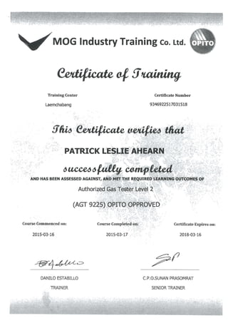 Authorised Gas Tester