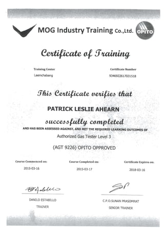 Authorised Gas Tester