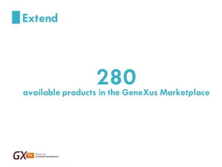 Extend 
280 
available products in the GeneXus Marketplace  
