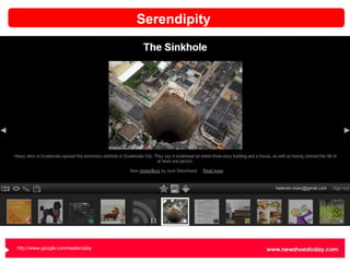 ? http://www.google.com/reader/play   Serendipity 