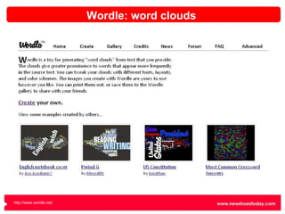 Wordle: word clouds http://www.wordle.net/   