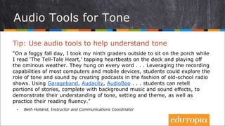 Audio Tools for Tone
Tip: Use audio tools to help understand tone
“On a foggy fall day, I took my ninth graders outside to...
