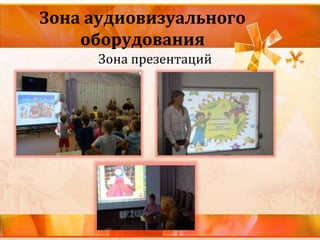 Зона аудиовизуального
оборудования
Зона презентаций
 