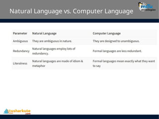 Natural Language vs. Computer Language
 