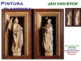 Díptic de l’Anunciació  (1435-1441) Jan van Eyck Oli sobre taula. Grisalla Museu Thyssen Bornemisza  Pintura flamenca JAN VAN EYCK 