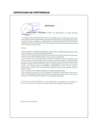 CERTIFICADO DE PERTENENCIA
 