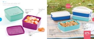 Picnic Line com alça*
803118 | Grécia
803115 | Aruba
900ml cada
Composto por: 1 base,
1 tampa e 1 alça
22 comp. X 14,3 larg. X 9,2 alt. (cm)
Preço sugerido: R$62,00
Por: R$
45,00 cada
Picnic Line sem alça*
803117 | Grécia
803116 | Aruba
900ml cada
Composto por: 1 base e 1 tampa
22 comp. X 14,3 larg. X 6,1 alt. (cm)
Preço sugerido: R$46,00
Por: R$
34,00 cada
Aruba
Grécia
*Picnic Line não vai ao micro-ondas. Podem ser comprados separadamente, com ou sem alça
Aproveite ao lado
dos amigos.
Hoje é dia de
piquenique!
Fácil de levar, a
alça é removível
Novidades
803103 | “Sou só emprestado, tá?!”
500ml
12,8 comp. X 11,2 larg.
X 5,6 alt. (cm)
R$
36,00
803102 | “Vou, mas volto!”
500ml
12,8 comp. X 11,2 larg.
X 5,6 alt. (cm)
R$
36,00
Avisa que o Jeitosinho é só emprestado.
Leva, mas ele volta, tá?
Material flexível,
não racha!
Freezer
de desconto na
página 51
Portátil
27%
5150
 