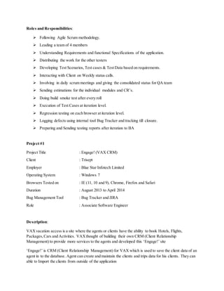 Roles and responsibilities of manual tester in resume
