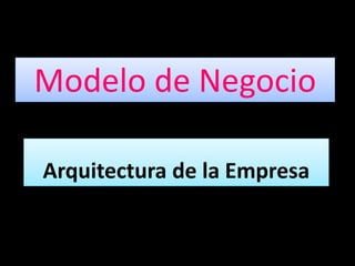 Modelo de Negocio
Arquitectura de la Empresa
 