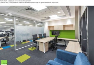 15
A GREAT CITY HAS ZONES, WHY SHOULDN'T AN OFFICE ?
Collective living & functioning and interaction between the zones make the system more strong and focused
 