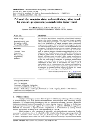 P-D controller computer vision and robotics integration based for ...