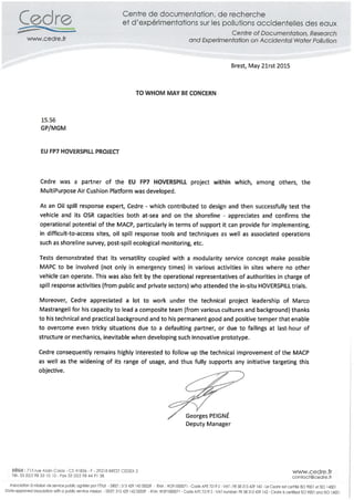 letter of interest Hoverspill from CEDRE