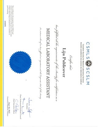 CSMLS Certificate