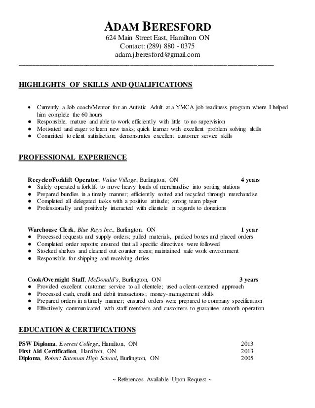 Adam Beresford Newest Customer Service Resume 1 Adam Beresford Newest Customer Service Resume 1