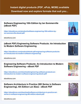 (eBook PDF) Software Engineering 10th Edition | PDF