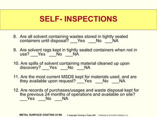 Solvent Container Inspection SURFACE COATINGS - METAL CUSTOMIZED ENVIRONMENTAL | PPT