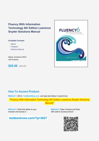 Fluency With Information Technology 6th Edition Lawrence Snyder ...