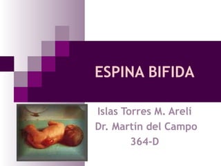 ESPINA BIFIDA

Islas Torres M. Arelí
Dr. Martín del Campo
        364-D
 