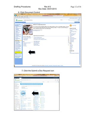 Drafting Procedures Rev # 0 Page 12 of 36
Rev Date: 05/01/2015
6. Click Document Control
7. Click the Submit a Doc Request icon
 