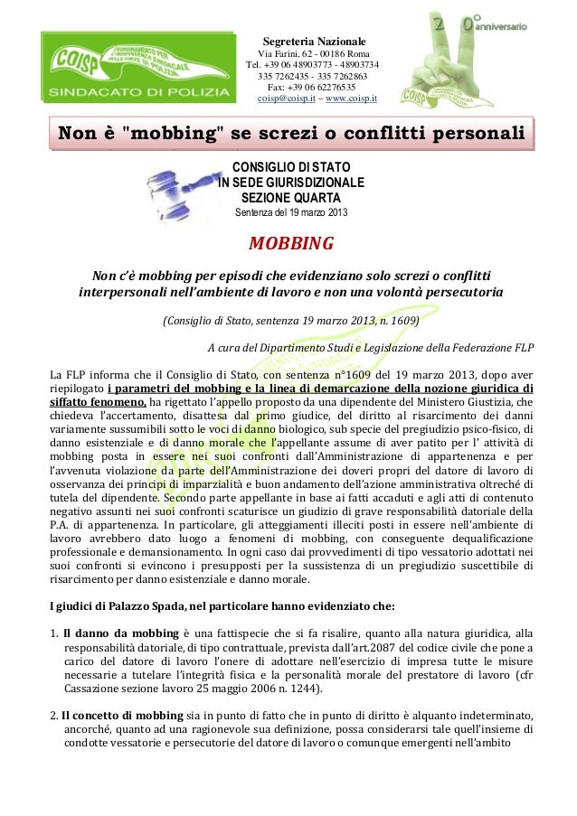 Lettera di protesta per mobbing