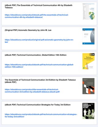 (eBook PDF) Technical Communication 14th Edition by John M. Lannon | PDF