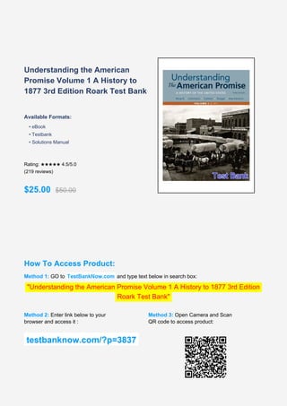 Comprehensive Test Bank for Understanding the American Promise Volume 1 ...