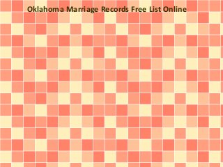 Oklahoma Marriage Records Free List Online
 