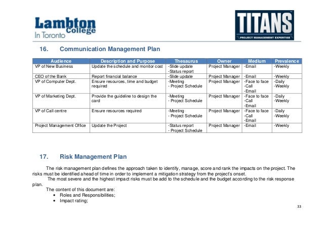 Sample Project Management Schedule